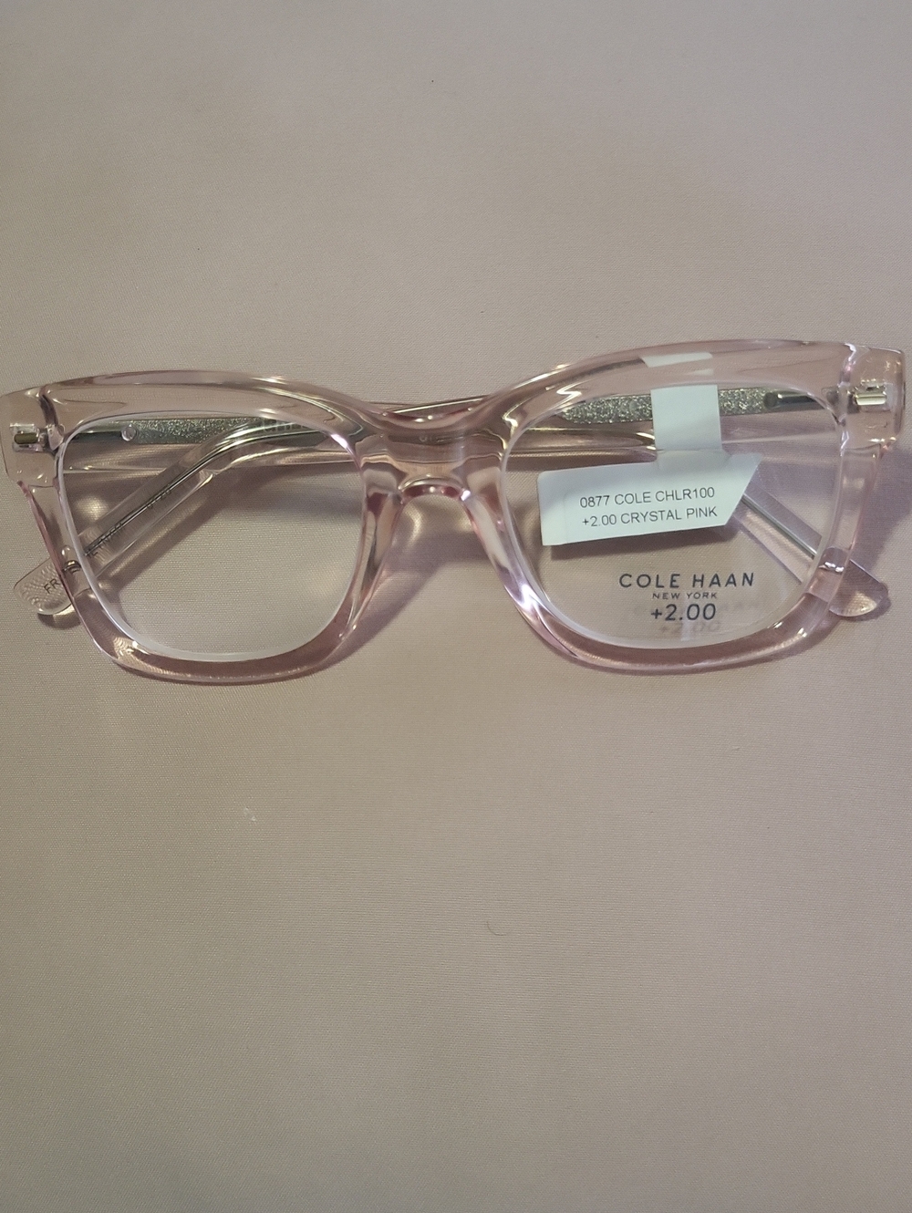 Cole Haan Crystal Pink Rectangular Eyeglasses